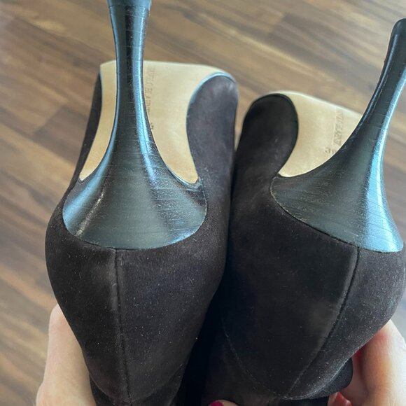 Manolo Blahnik Brown Suede Knee-High Heeled Boots - Picture 12 of 13